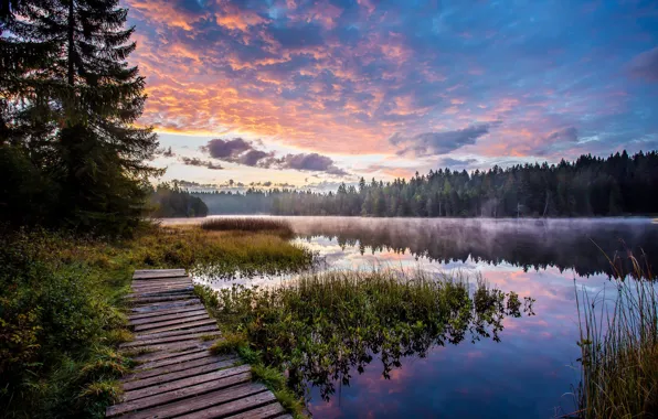 Picture Switzerland, Jura, Sunrise at the lake