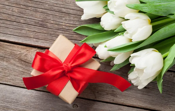 Flowers, bouquet, tulips, white, wood, flowers, tulips, spring