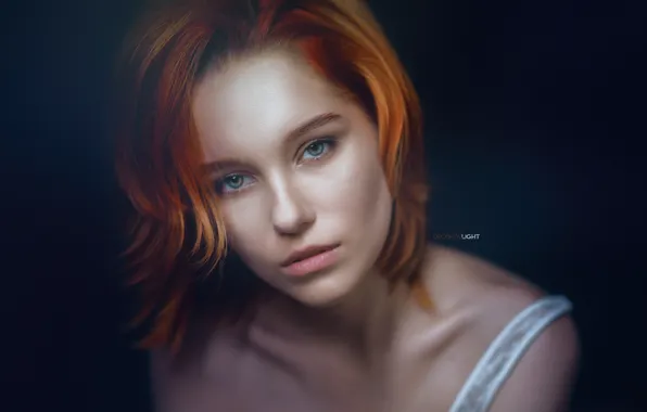 Look, girl, face, portrait, the dark background, Alexander Drobkov-Light, Maria Larina