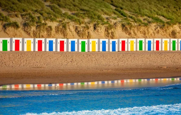 England, Devon, beach houses, the beach Woolacombe