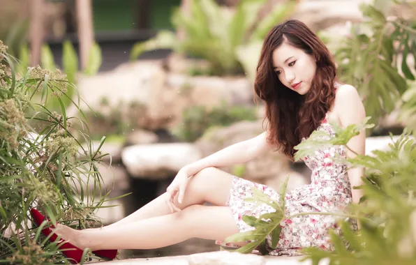 Girl, background, Asian