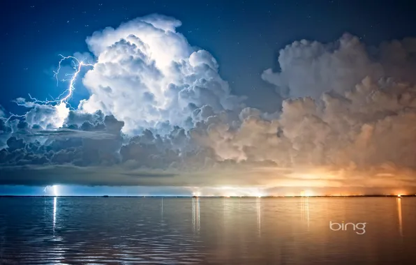 The sky, clouds, element, lightning, USA, Florida, Cape Canaveral