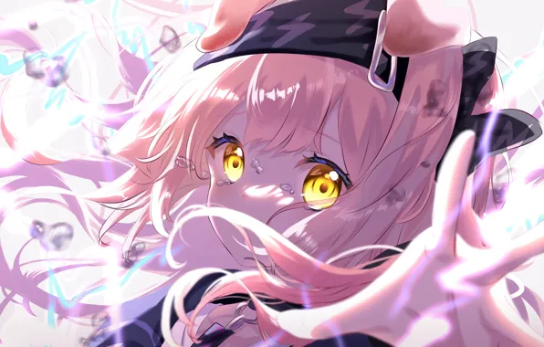 Girl, tears, electricity, Arknights, Goldenglow