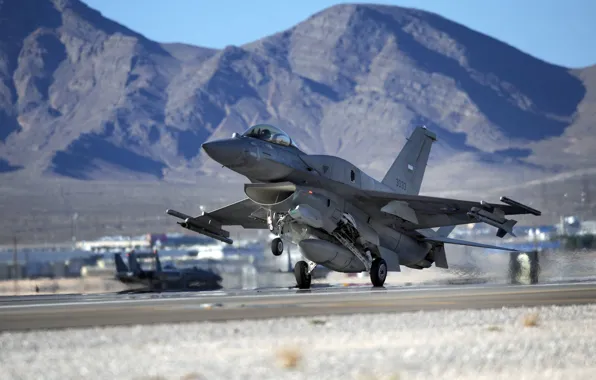 The plane, desert, Mountains, the airfield, the rise