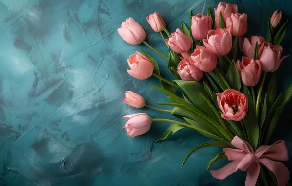 Flowers, holiday, bouquet, spring, tulips, March 8, Valentine's Day, Birthday