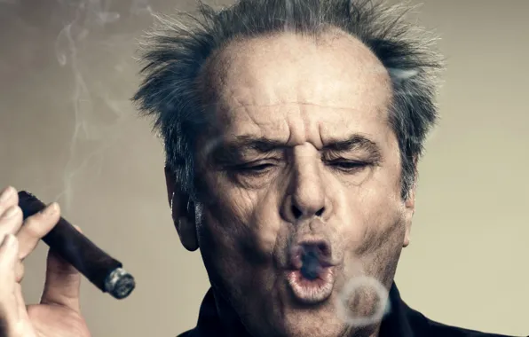 Smoke, cigar, Jack Nicholson, Jack Nicholson, actor