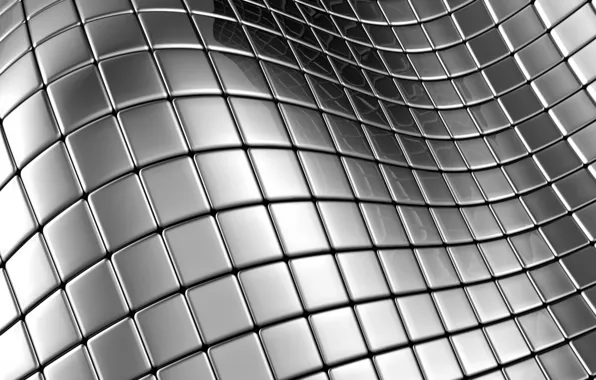 Metal, reflection, lights, Shine, texture, squares, bending, smooth surface