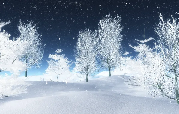 Snowy Landscape Wallpaper With Trees Snow White Winter Background