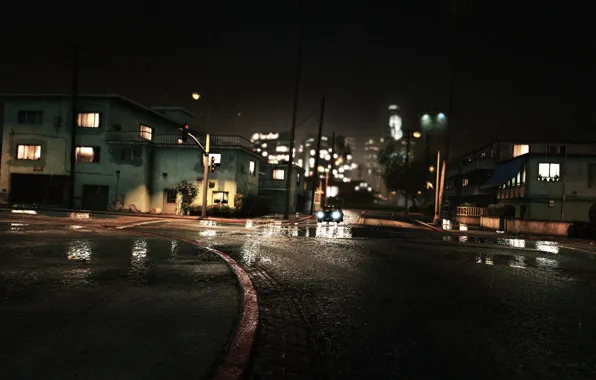 Picture car, Machine, Night, GTA V, grand theft auto v, The Saints, San Andres, Another Rainy