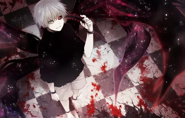 Picture blood, wings, art, guy, angel31424, tokyo ghoul, Ken kanek