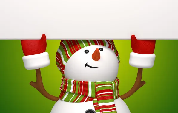 Rendering, snowman, christmas, new year, cute, snowman, banner