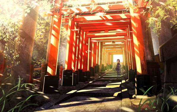 Picture anime, art, corridor, girl