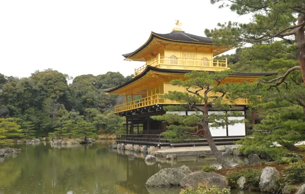 Picture lake, Japan, gold, Kyoto, pond, Palace, the Kinkakuji