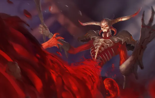 Blood, the demon, game, art, smite, bloodfire hades
