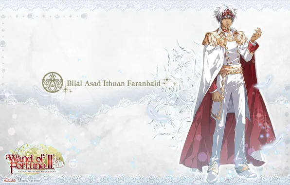 Snowflakes, cloak, white suit, wand of fortune, visual novel, epaulettes, bilal asad, wand of fortune