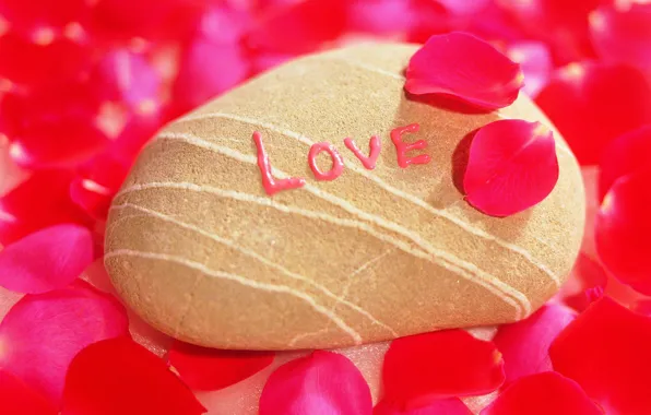 Love, stone, petals, recognition