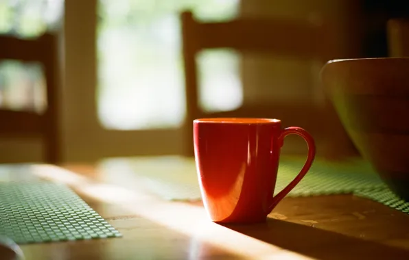 Picture table, mug, Cup, red