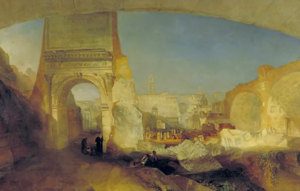 The city, people, picture, the ruins, William Turner, Roman Forum