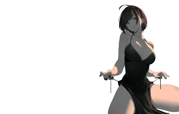 Picture girl, sexy, cleavage, dress, boobs, anime, beautiful, short hair
