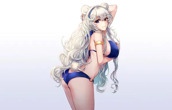 Girl, sexy, ass, long hair, boobs, animal ears, anime, beautiful