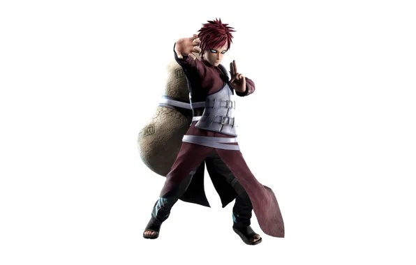 White background, guy, Naruto, Naruto, Gaara, 3D graphics