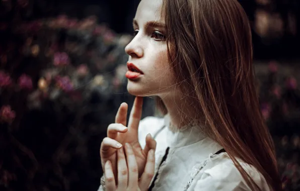 Picture girl, face, background, model, hair, lips, profile