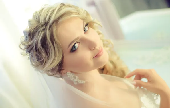 Face, portrait, beauty, blonde, the bride