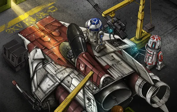 Figure, Fighter, Star Wars, R2D2, Art, Star Wars, Illustration, R2-D2