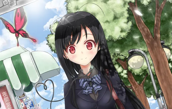Picture girl, butterfly, wire, red eyes, my kuroyukih, accelerated world, Accel world
