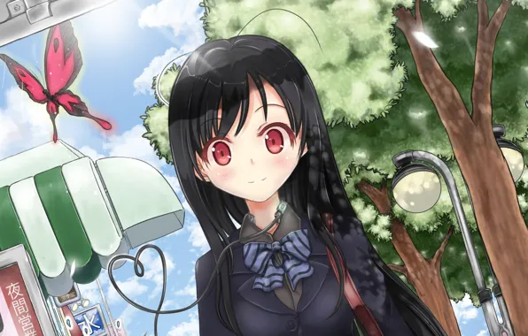 Girl, butterfly, wire, red eyes, my kuroyukih, accelerated world, Accel world