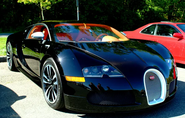 Picture car, supercar, Bugatti Veyron, black, wallpapers, Grand Sport