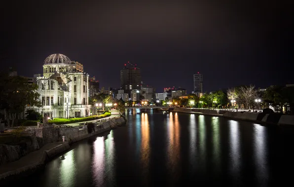 Night, lights, home, Japan, memorial, Hiroshima