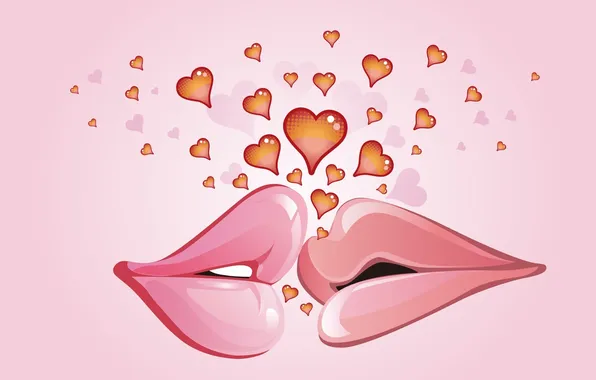 Love, kiss, lips, hearts