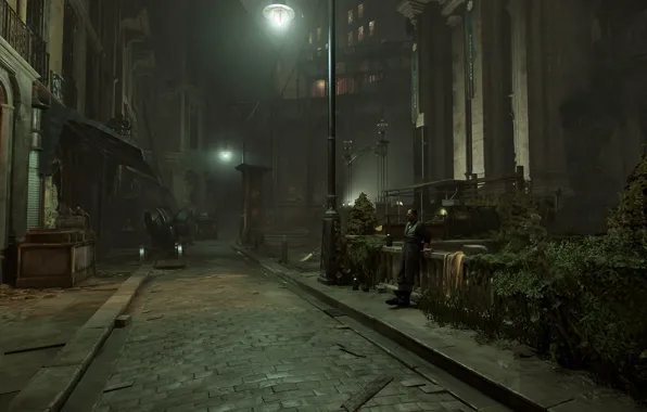 City, the city, street, the game, lights, Dishonored, Danuoll, Dunwall