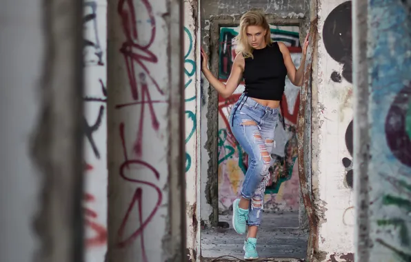 Style, legs, sponge, Carla, ripped jeans, Jörgen Petersen