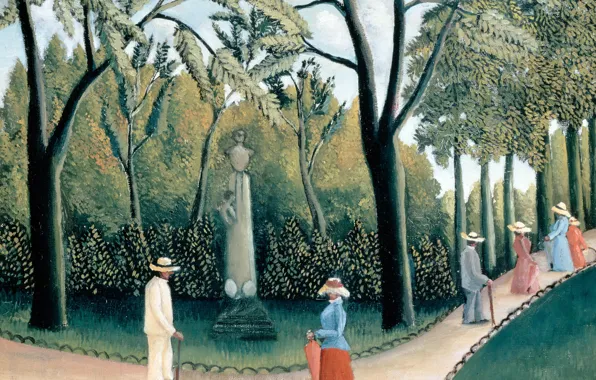 Park, people, picture, walk, Henri Rousseau, The Luxembourg garden. Monument To Chopin
