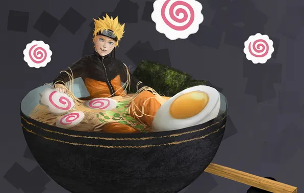 Picture food, art, soup, guy, bowl, noodles, Naruto Ramen