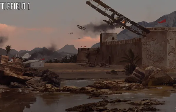 Mountains, fortress, the plane, camp, Battlefield 1