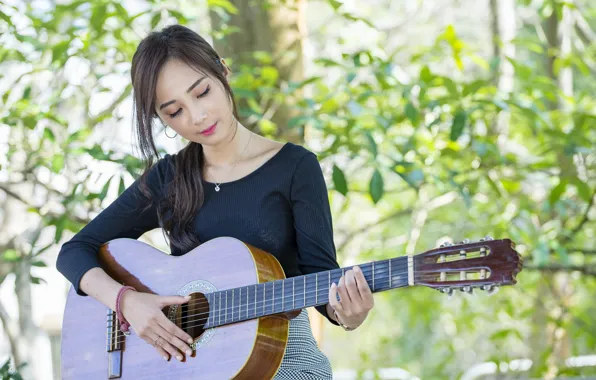 Picture summer, girl, guitar, cutie