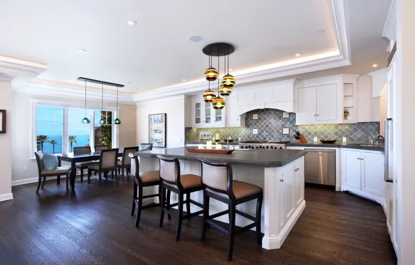 Picture style, table, furniture, interior, window, kitchen, chandelier, interior