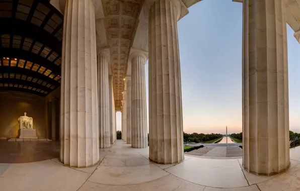 Columns, Washington, USA, obelisk, the Lincoln memorial