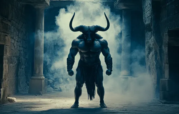 Look, Monster, Front, Digital art, The Minotaur, Mythology, AI art, The Art of Artificial Intelligence