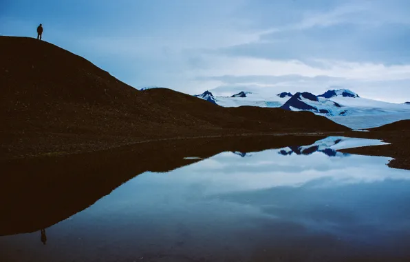 Picture snow, lake, reflection, Nature