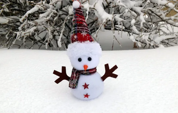 Winter, snow, branches, nature, toy, Bush, Christmas, New year