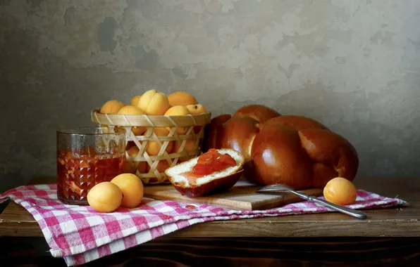 Glass, wall, towel, bread, spoon, still life, network, dessert