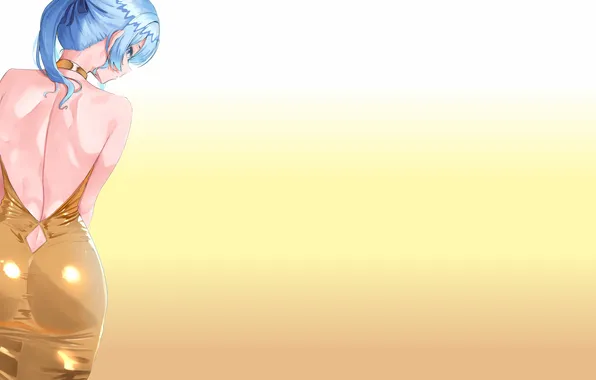 Girl, golden, hot, sexy, gold, anime, pretty, butt