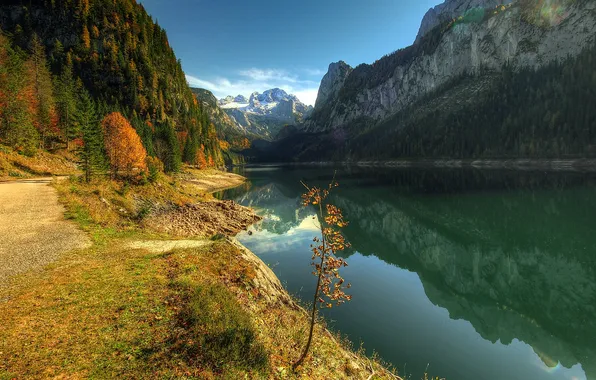 Picture autumn, mountains, lake, hills