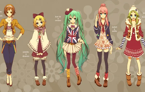 Girls, Vocaloid, outfits
