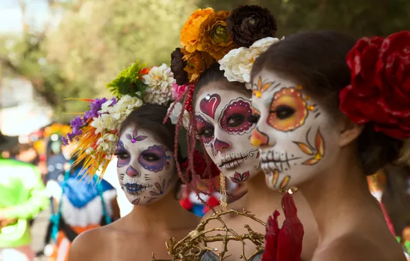 Summer, face, style, girls, paint, day of the dead, day of the dead