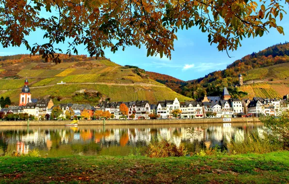 Picture the city, river, home, Germany, Zell, Moselle